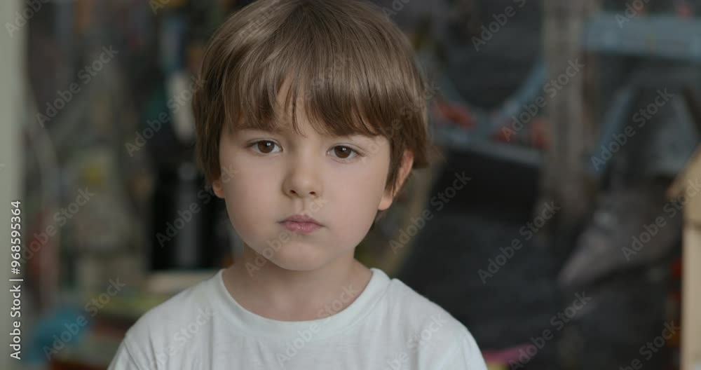 Portrait Little Child Boy Looking at Camera. Young Sad Thinking Curiosity Child Looking at Camera Closeup Indoors. Face Eyes Serious Contemplative Child Close Up. Thoughtful Kid Boy Eyes Thinking. Portrait Little Child Boy Looking at Camera. Young Sad Thinking Curiosity Child Looking at Camera Closeup Indoors. Face Eyes Serious Contemplative Child Close Up. Thoughtful Kid Boy Eyes Thinking.