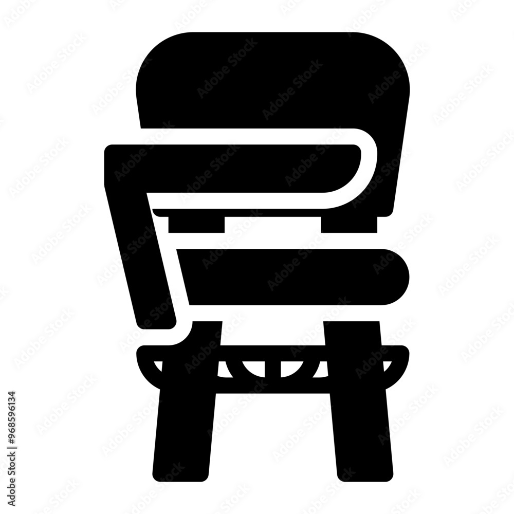 desk chair Icon in silhouette. Glyph style desk chair Icon in silhouette. Glyph style