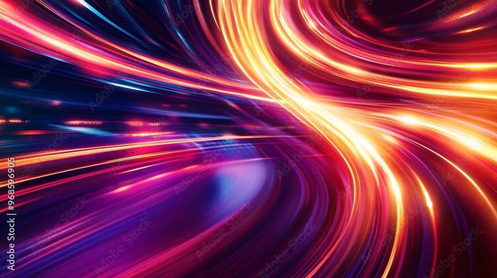 Modern abstract high-speed light effect. Abstract background with curved beams of light. Technology futuristic dynamic motion. Movement pattern for banner or poster design background concept. Modern abstract high-speed light effect. Abstract background with curved beams of light. Technology futuristic dynamic motion. Movement pattern for banner or poster design background concept.