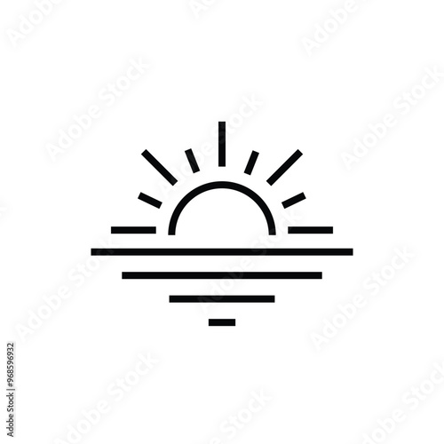 sunset or sunrise on the beach icon, Summer Vacation Holiday