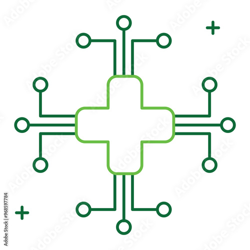 AI Medical Technology and Healthcare Vector Icon Design, healthcare, artificial intelligence, healthcare solutions, digital health