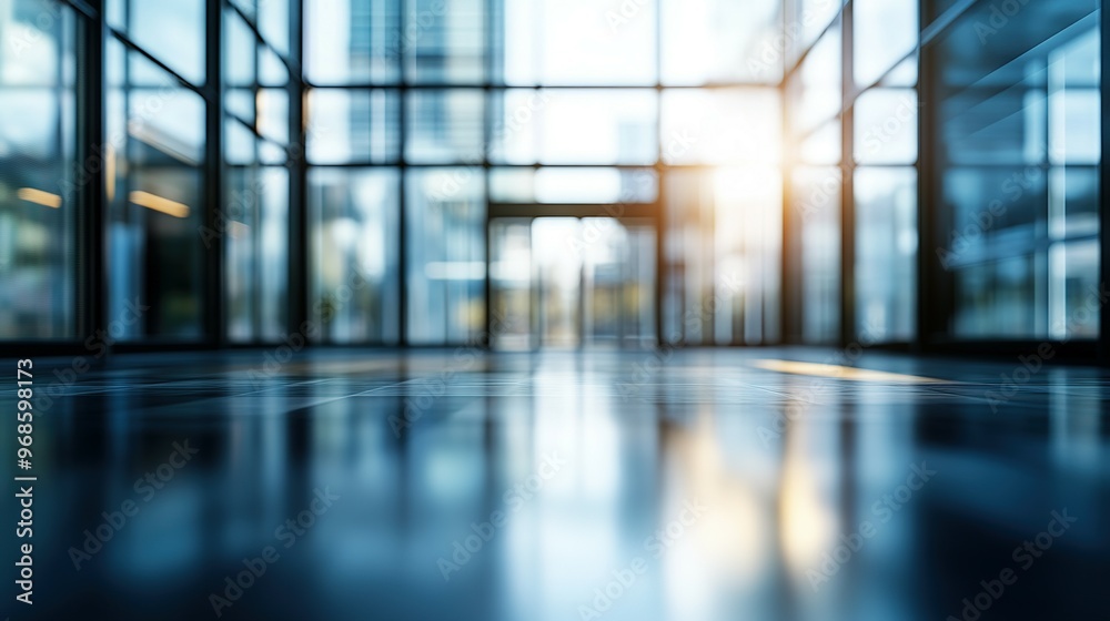 Sunlit Glass Walls and Floor in an Empty Modern Building Sunlit Glass Walls and Floor in an Empty Modern Building