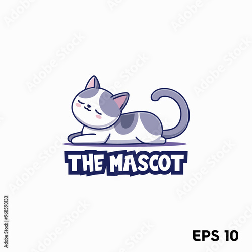 Sleepy cat mascot, vector, logo, character, cartoon, illustration, eps10