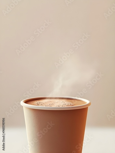 Steaming Hot Chocolate in Minimalist Takeaway Cup