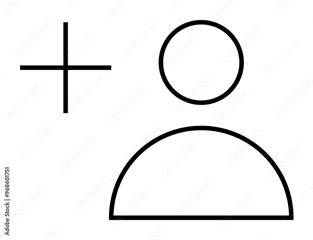 Simplified user addition symbol, featuring a person icon and a plus ...