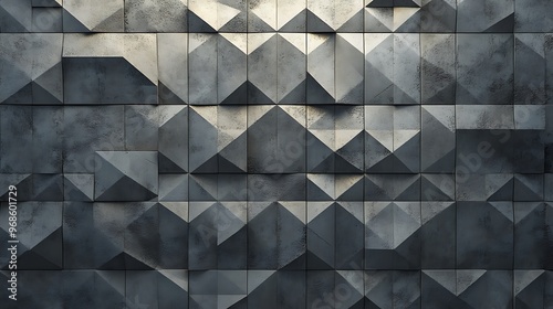 Fototapeta Naklejka Na Ścianę i Meble -   Concrete, Diamond Shaped Wall background with tiles. 3D, tile Wallpaper