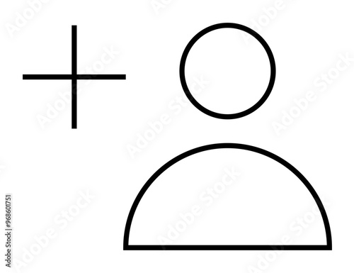 Simplified user addition symbol, featuring a person icon and a plus sign. Ideal for user interface design, social media, account creation, applications, and website development.