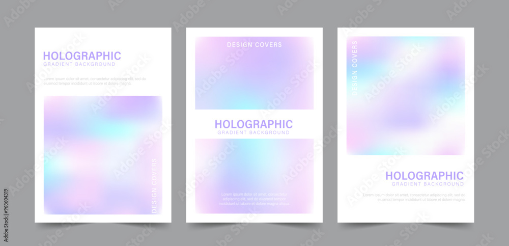 Y2k Holographic Gradient Background. Set of trendy abstract neon templates. Iridescent aura posters. Modern pearlescent vector. Pastel minimalist backdrop for posts, brochures or banners. Y2k Holographic Gradient Background. Set of trendy abstract neon templates. Iridescent aura posters. Modern pearlescent vector. Pastel minimalist backdrop for posts, brochures or banners.