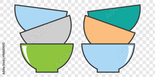 Bowl icon vector isolated on transparent background, logo concept of Bowl sign on transparent background, black filled symbol. EPS 10