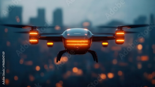 Futuristic autonomous flying taxi photo