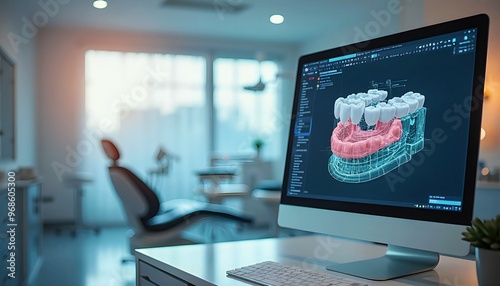 Dental Implant Design on Computer Screen.