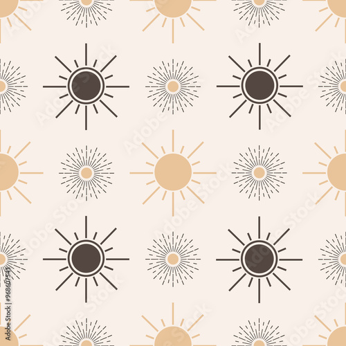 Seamless Suns And Stars Repeating Surface Pattern