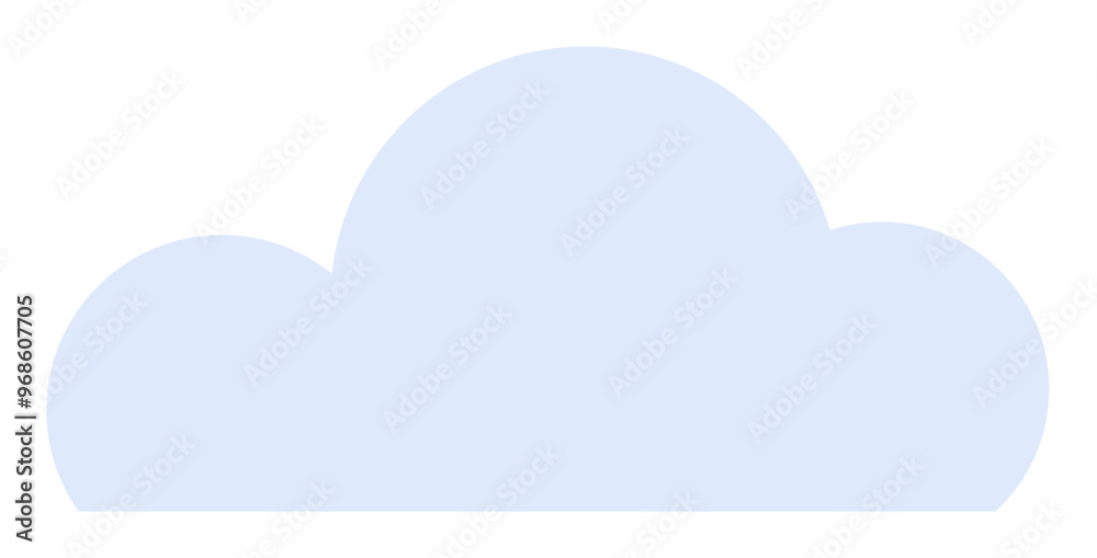 Soft, light blue cloud shape with smooth edges on white background. Ideal for weather forecasts, environmental projects, kids illustrations, digital applications, and minimalist designs. Simple Soft, light blue cloud shape with smooth edges on white background. Ideal for weather forecasts, environmental projects, kids illustrations, digital applications, and minimalist designs. Simple
