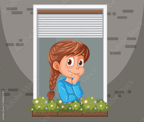 Girl Daydreaming by Window