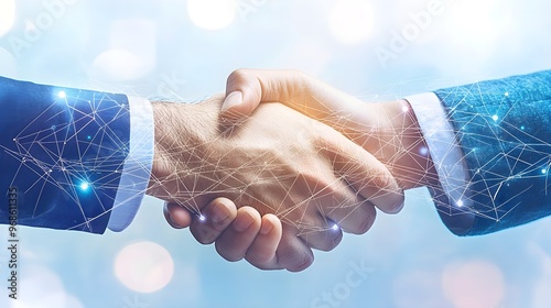 Business Partnership Handshake Digital Network