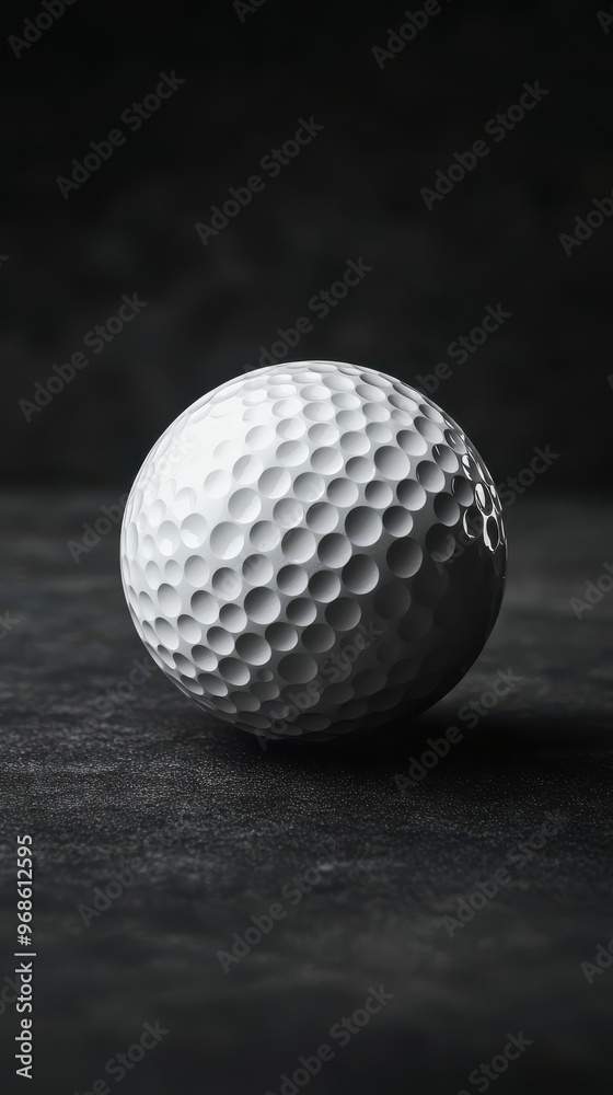 Ultra-Realistic Golf Ball on Dark Blurred Background Ultra-Realistic Golf Ball on Dark Blurred Background