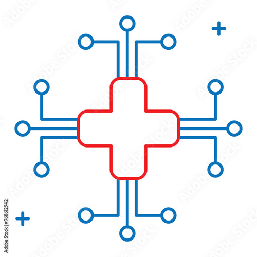 Smart Healthcare and AI Solutions Vector Icon Design, AI solutions, artificial intelligence, healthcare innovation, medical technology