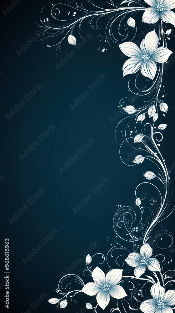 A decorative floral design on a dark background, ideal for invitations or stationery. A decorative floral design on a dark background, ideal for invitations or stationery.