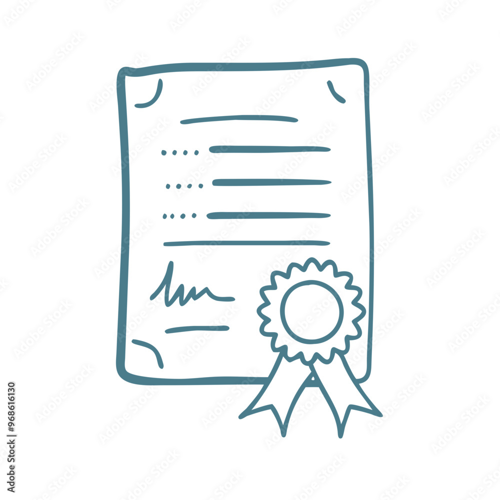 Certificate icon, blue minimalist design, digital achievement document Certificate icon, blue minimalist design, digital achievement document