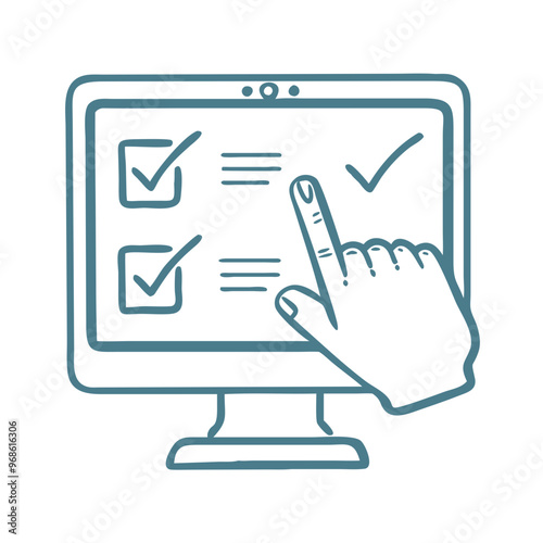 Online polling tool icon, blue minimalist design, digital survey platform 