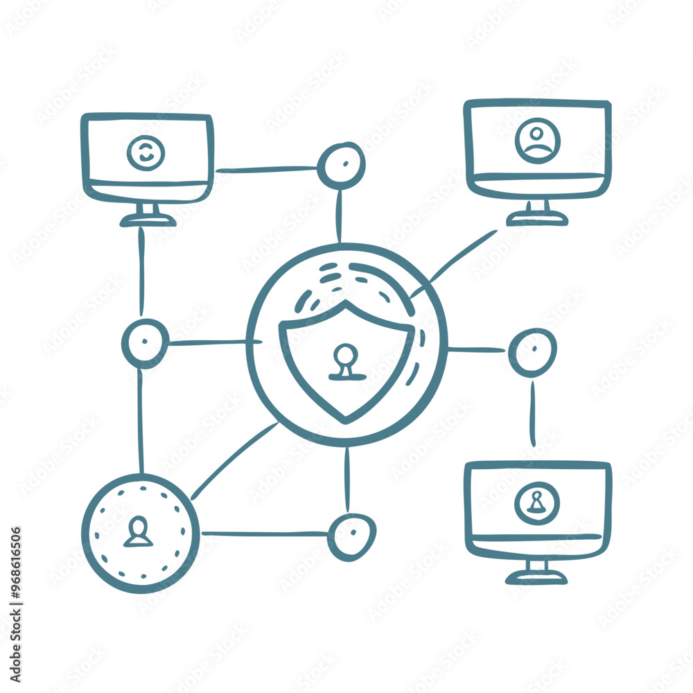 Virtual private network (VPN) icon, blue minimalist design, online security tool Virtual private network (VPN) icon, blue minimalist design, online security tool