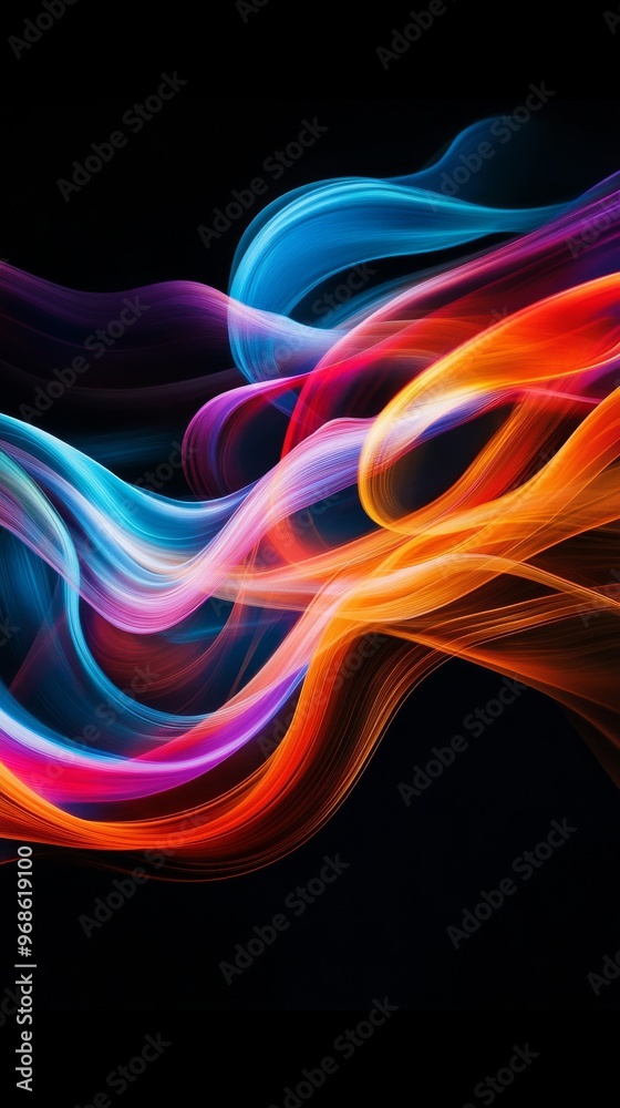 Colorful flowing abstract lines on dark background Colorful flowing abstract lines on dark background