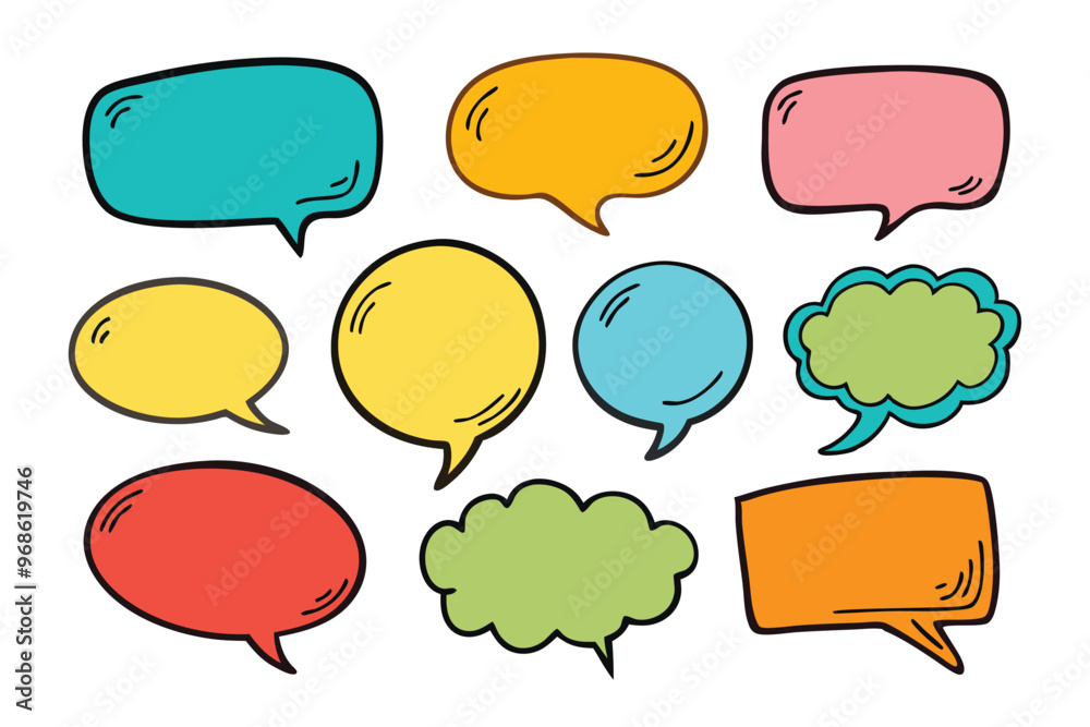 set of hand drawn Speech bubble vector illustration