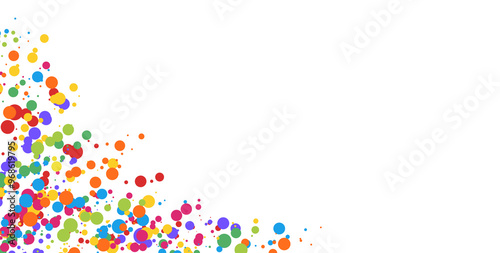 Colorful watercolor splash at the corner on white background with copy space for adding text
