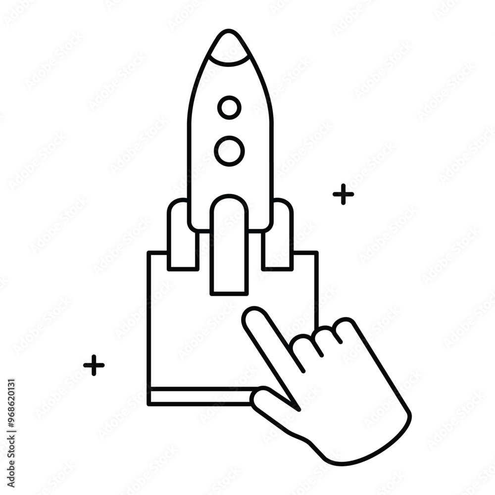 Obraz premium Launch Command Vector Icon Design, command execution, system launch, terminal command, startup command,