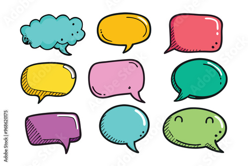 set of hand drawn Speech bubble vector illustration