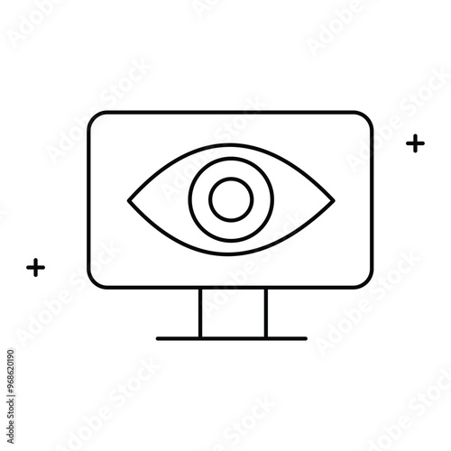 Computer Vision Vector Icon Design with Editable Stroke,image recognition, artificial intelligence, visual processing