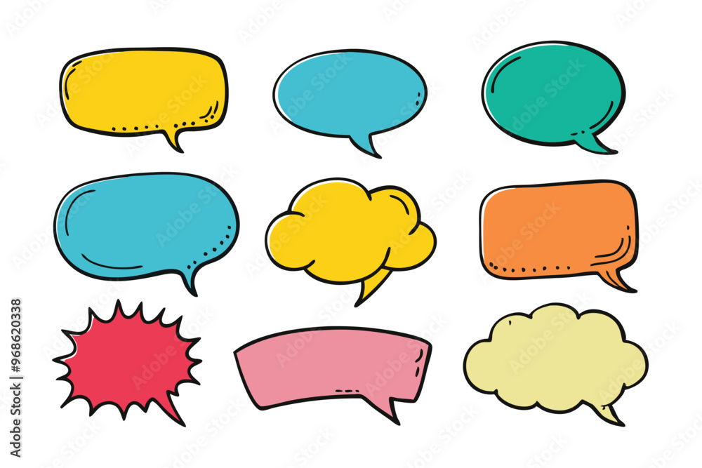 set of hand drawn Speech bubble vector illustration