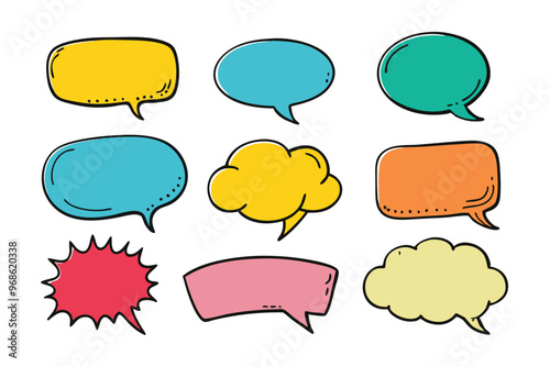 set of hand drawn Speech bubble vector illustration
