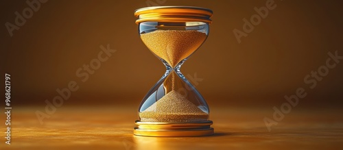 Golden Hourglass on Wooden Surface photo