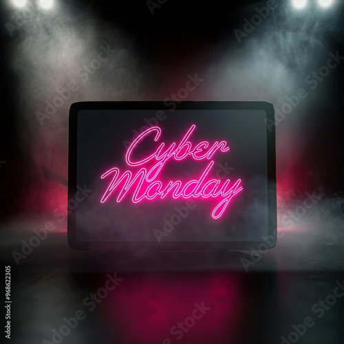 Pink neon "Cyber Monday" di...