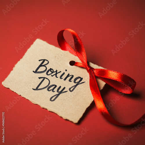 Boxing Day tag with a red ribbon