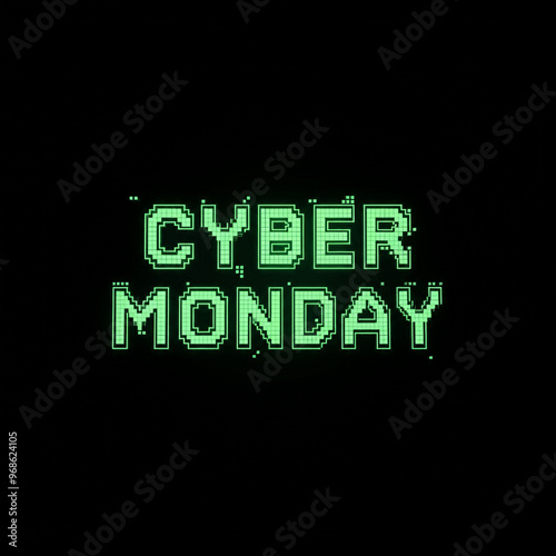 Cyber Monday glowing green ...