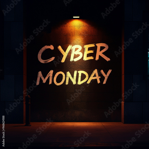 Cyber Monday text illuminat...
