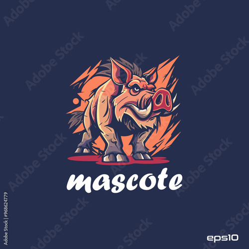 Wild boar mascot, vector, logo, character, cartoon, illustration, eps10