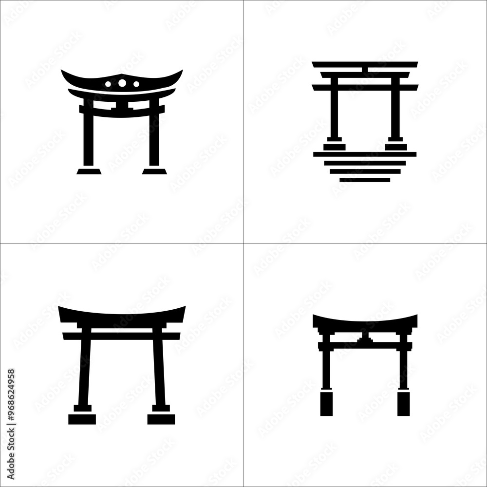 four beautiful and luxurious torii gate icons four beautiful and luxurious torii gate icons