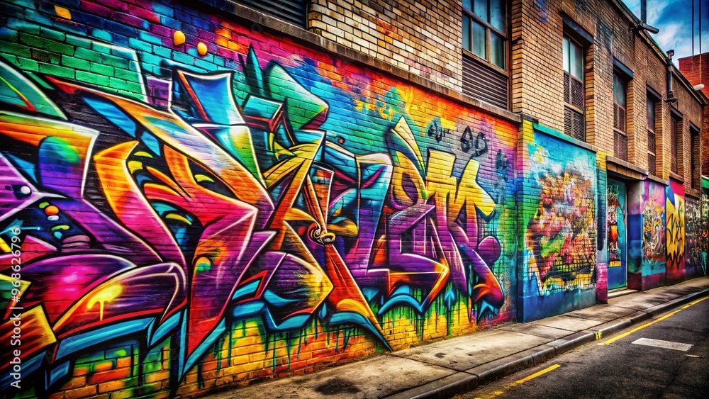 Fototapeta premium Abstract street graffiti background with vibrant colors and textures