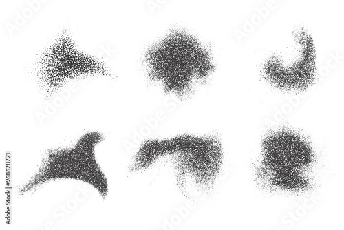Halftone dotted shape. Vector stipple blob. Noisy abstract design element with grainy shadow texture. Random organic fluid.