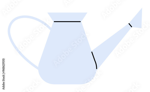 Watering can with sleek handle and spout. Ideal for gardening, horticulture, plant care, outdoor activities, nature. Simple modern style.