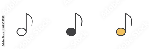 Quaver note different style icon set
