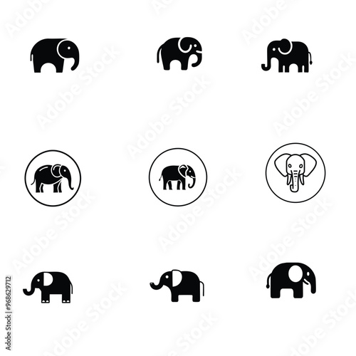Elephant icon clip art isolated on white background. Vector illustration.