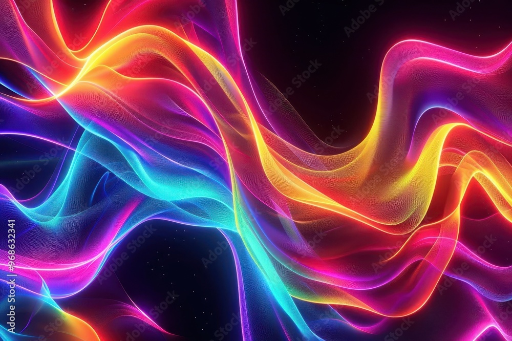 Rainbow-colored neon abstract background with fluid and organic shapes Rainbow-colored neon abstract background with fluid and organic shapes