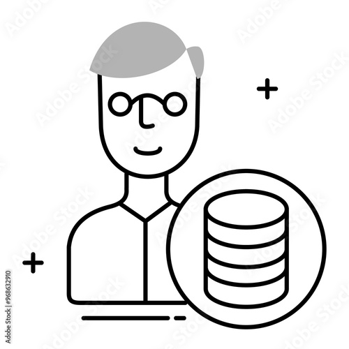 Data Scientist and Machine Learning Vector Icon Design, Technology, Data Visualization, Analytics, AI, photo