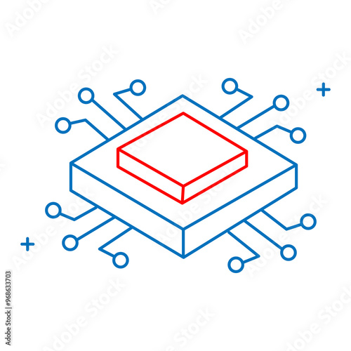 Computing Power and CPU Vector Icon Design, processor, computer hardware, central processing unit, microchip