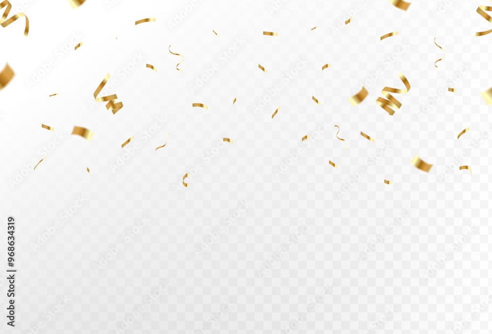 Confetti explosion on transparent background. Pieces of shiny gold paper flying and spreading. rotating ,colorful gold,soft colorful gold ,simple design eps 10 Confetti explosion on transparent background. Pieces of shiny gold paper flying and spreading. rotating ,colorful gold,soft colorful gold ,simple design eps 10