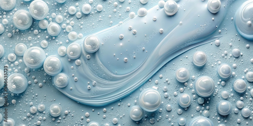 Creamy gel texture with gray blue hue and consistency filled with bubbles for cosmetic sample background Creamy gel texture with gray blue hue and consistency filled with bubbles for cosmetic sample background